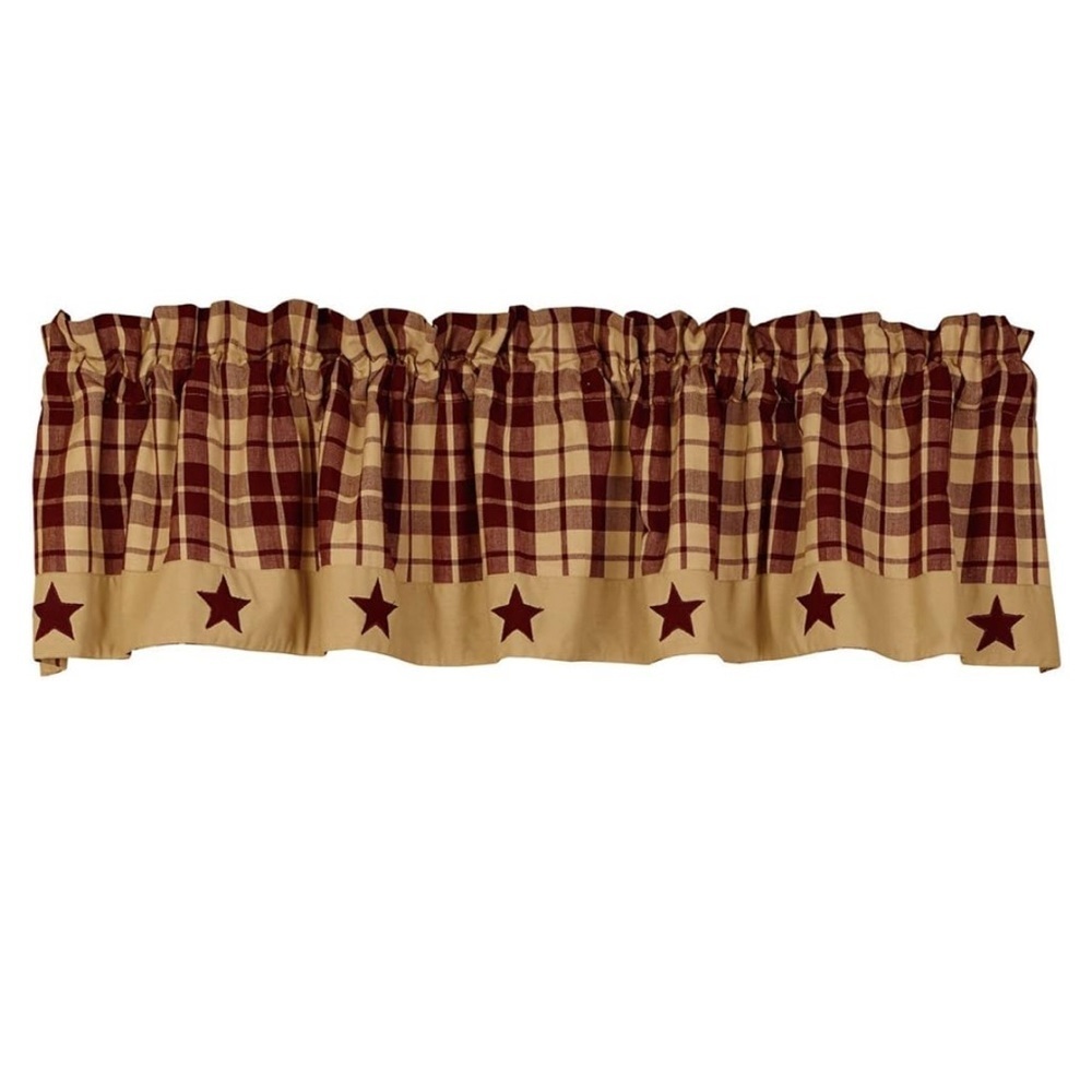 Rustic Plaid Valance with Star Design